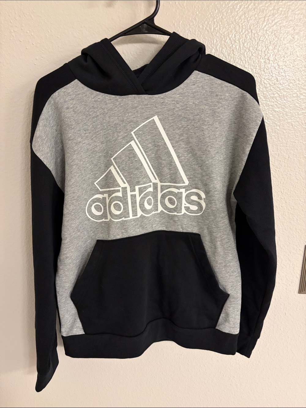 adidas Kids Black & Grey Logo Pullover Hoodie